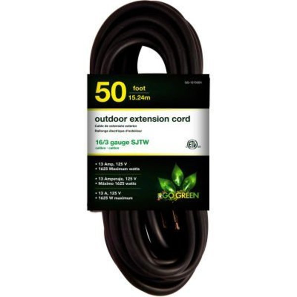 Gogreen GoGreen Power, GG-13750BK, 50 Ft Extension Cord - Black GG-13750BK